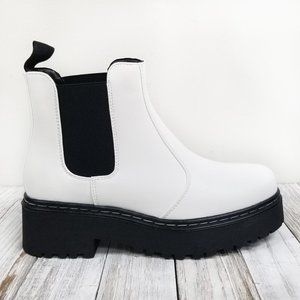 New White Chelsea Combat Ankle Boots Booties